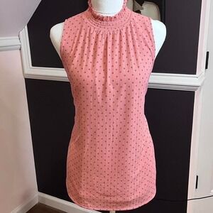y2k pink dot print mock neck tank top medium